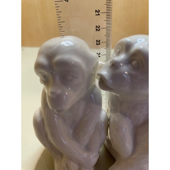 Vintage Fitz & Floyd Monkey Shine Salt & Pepper Shakers Japan Hug White - Picture 8 of 8